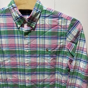 Ralph Lauren‎ Shirt Colorful Plaid Button Down Size XL Long Sleeve Flesh Logo